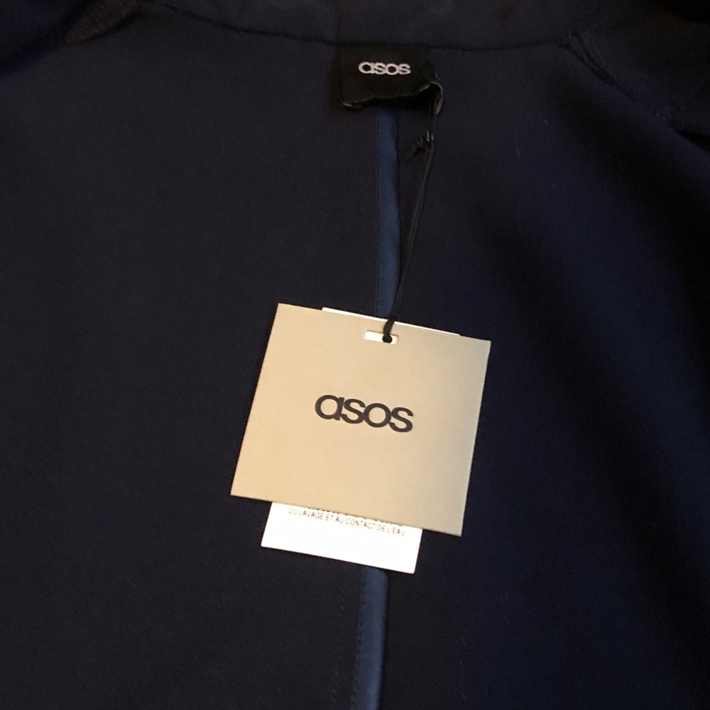 ASOS Dark Navy Long Trench Coat - Picture 6 of 10